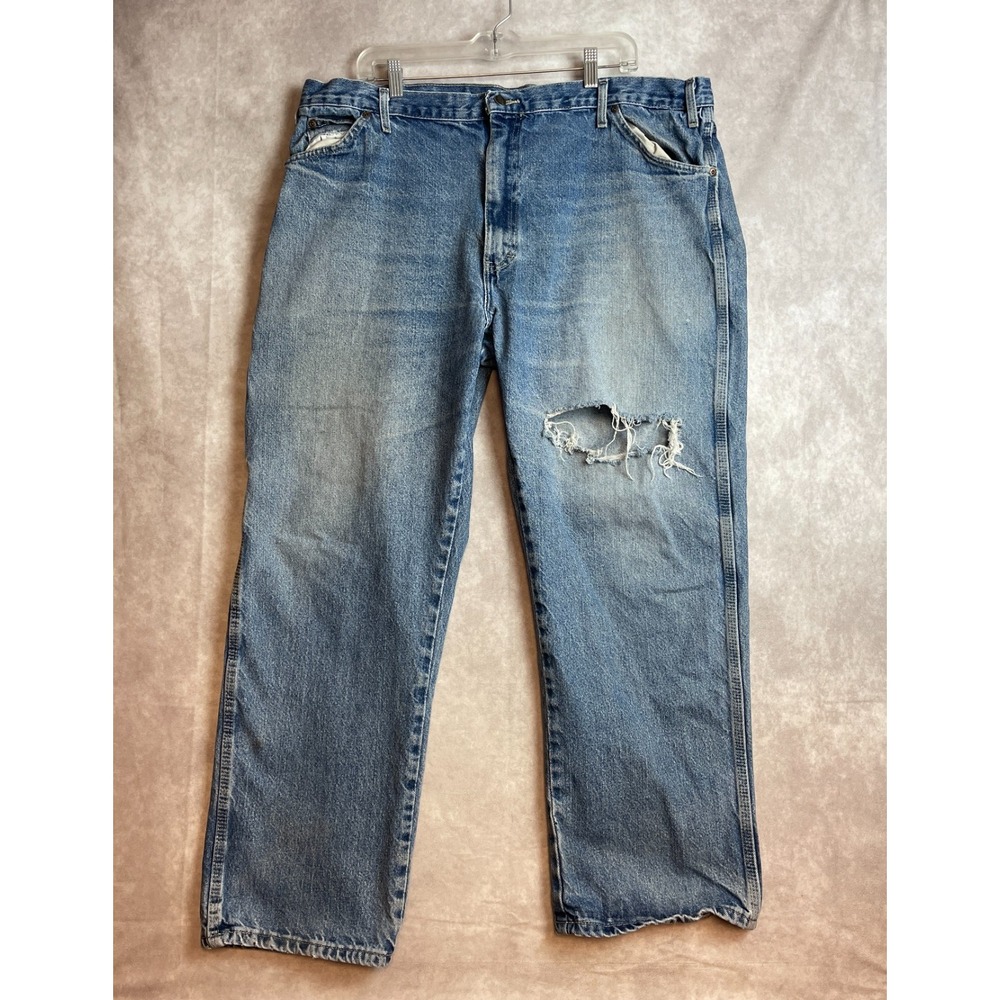 Vintage Dickies Carpenter Jeans Mens 40x30 Blue Thrashed Ripped (Tagged 42x30)